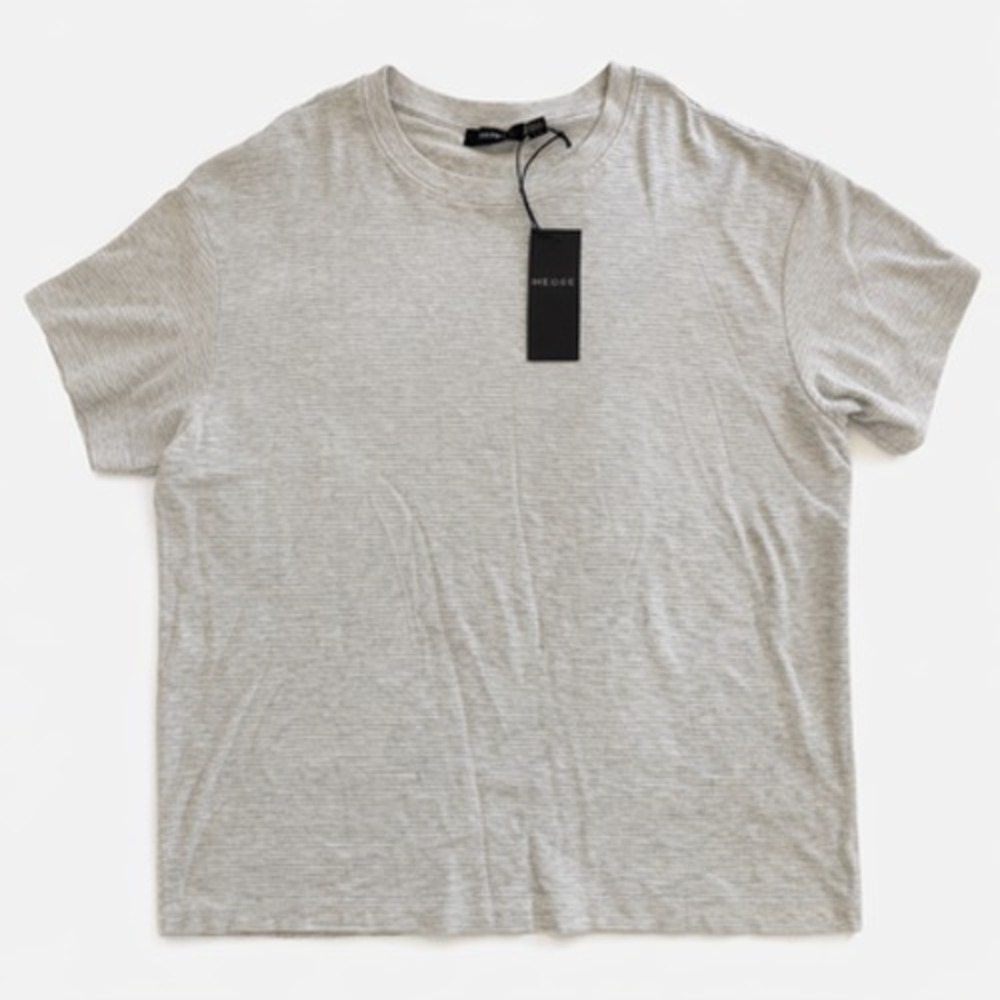 NWT Hedge Men's L Gray Textured Ribbed Crewneck T-Shirt Short Sleeve Tee